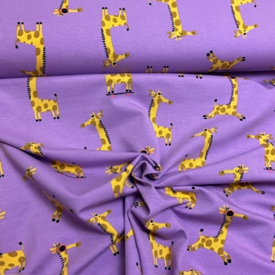 Jersey ♥ Giraffes | Giraffen lavendel